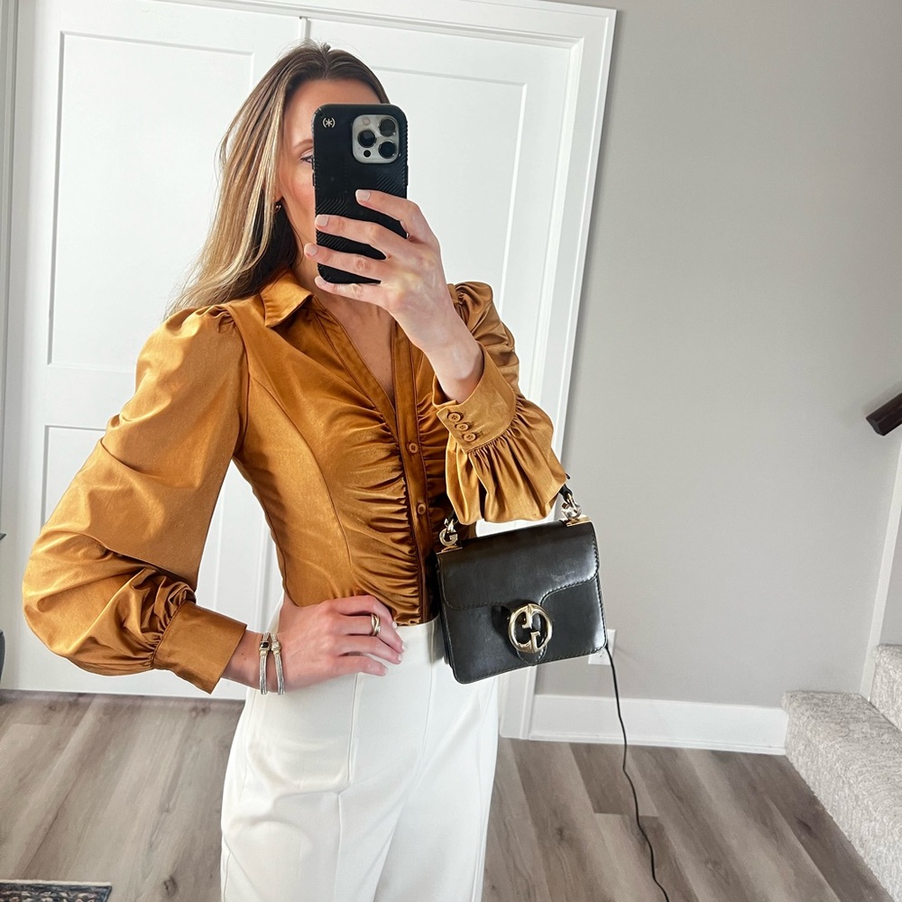 Chic Gold Blouse Bodysuit